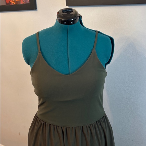 EUC Athleta Elation V Neck Olive Green Midi Dress - Picture 8 of 10